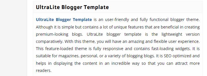 UltraLite Premium Blogger Template