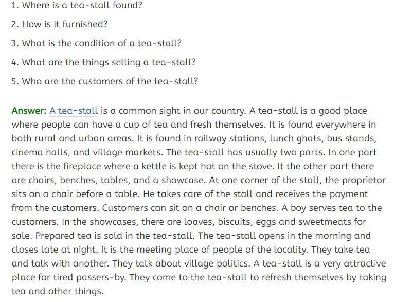 A Tea Stall Paragraph