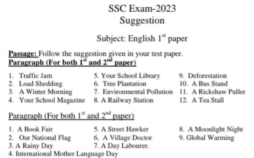 English 1st Paper Final Suggestions