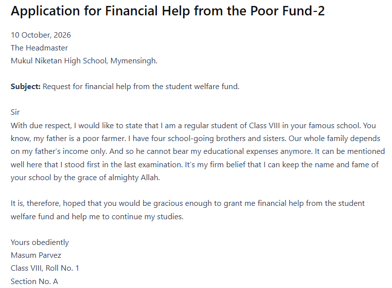 Application for Financial Help from the Poor Fund-2