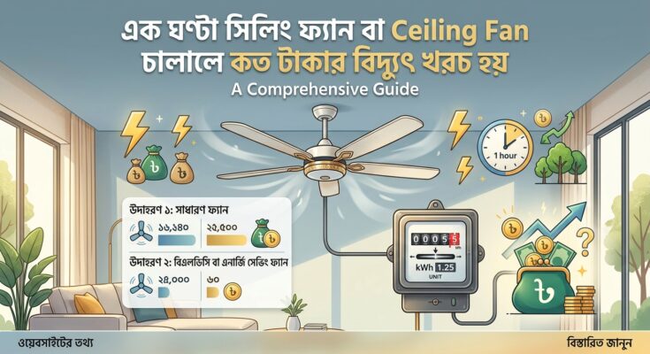 এক ঘণ্টা সিলিং ফ্যান বা Ceiling Fan চালালে কত টাকার বিদ্যুৎ খরচ হয়