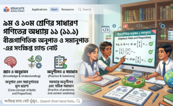 ৯ম ও ১০ম শ্রেণির সাধারণ গণিতের অধ্যায় ১১ (১১.১) বীজগাণিতিক অনুপাত ও সমানুপাত-এর সংক্ষিপ্ত হ্যান্ড নোট